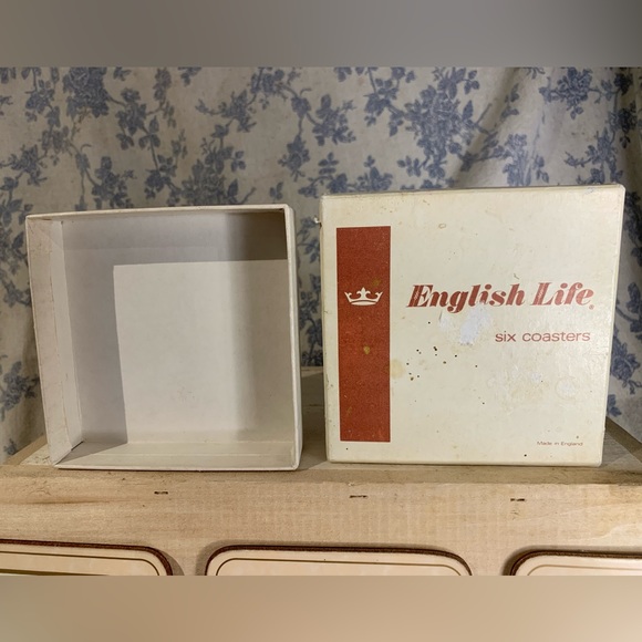 VTG Set of 6 English Life Cork Floral Coasters Made in England in Box - Picture 4 of 9